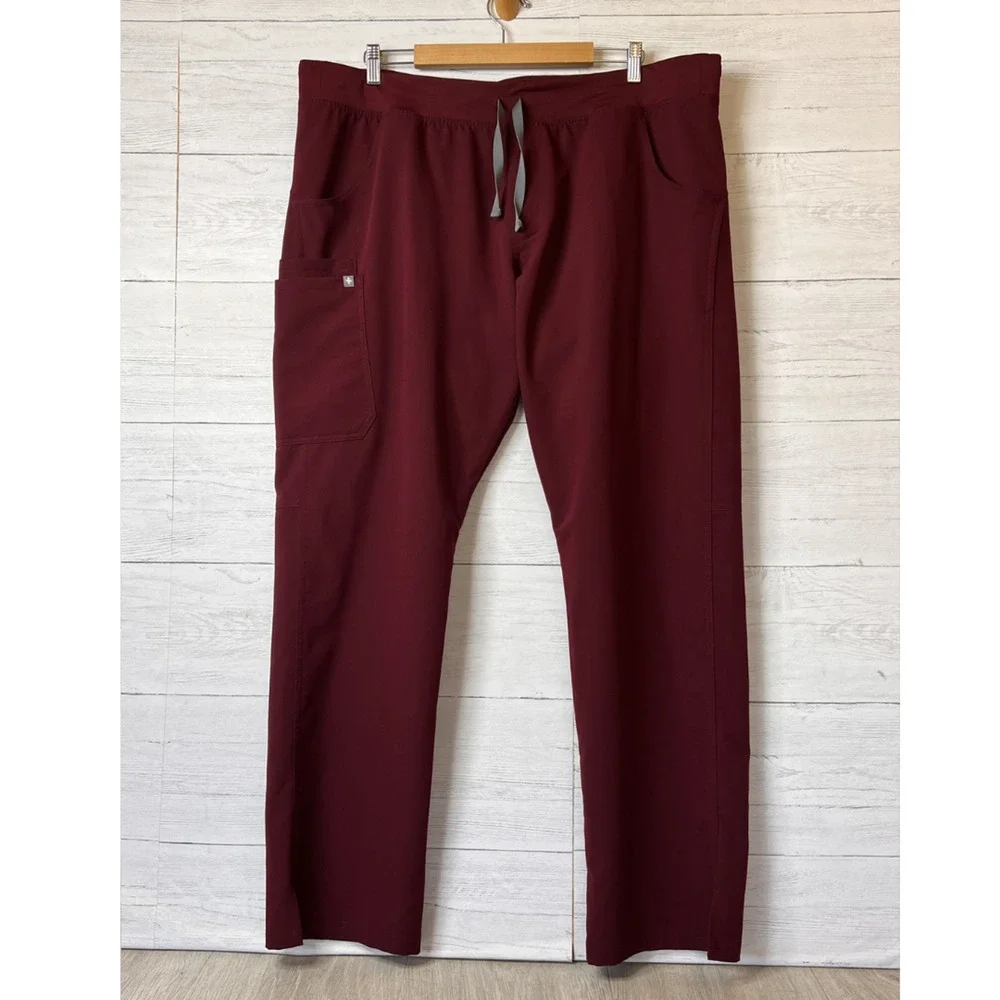 Figs Scrub Pants Mens Size XXL/T Burgundy T-21004T Heavy Duty Waistband Medical